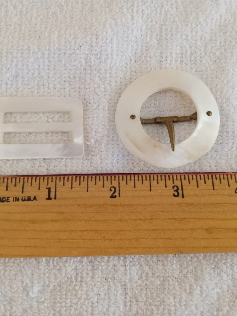 Vintage Mother of Pearl Belt or Scarf Slide Buckles (2)
